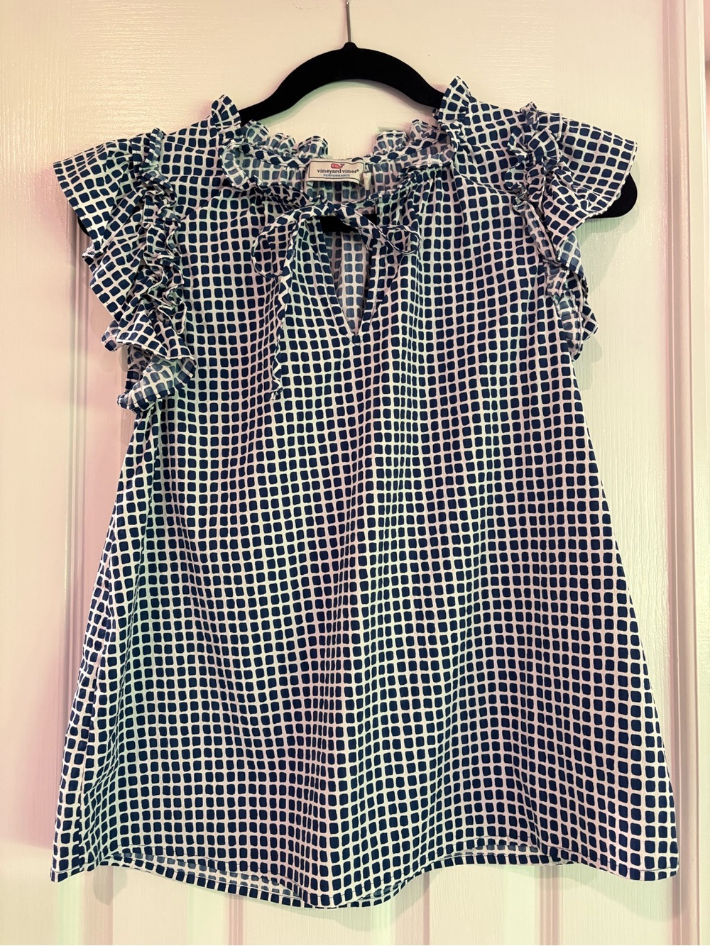 Vineyard Vines Women Performance Sleeveless Ruffle Top Navy XS